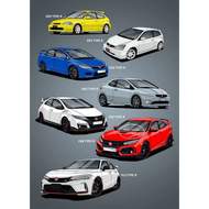 2025 Nissan GTR รถครอบครัวโปสเตอร์ Honda Civic Type R Mazda MX5 Jdm ภาพวาดผ้าใบผนังพิมพ์รูปภาพสำหรับ
