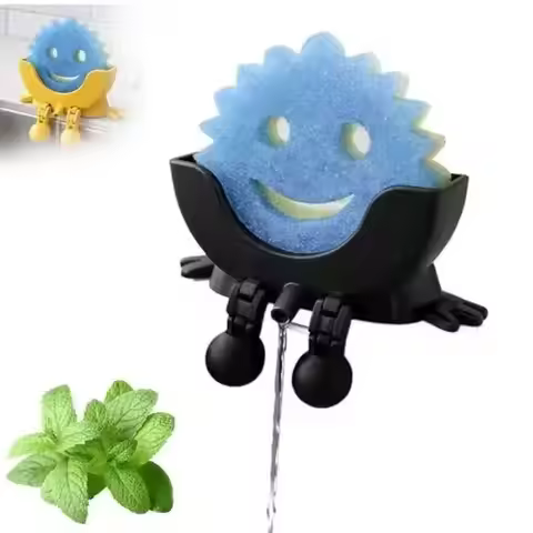 Smiley Dish Scrubber Drain Rack Home Kitchen Use Scrub Daddy Scrubber Sponge Storage Box Convenient 