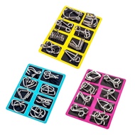 [whfashionkk] 8pcs/Set Wire Puzzles Brain Teaser Iron Link IQ Test Teens Adults Challenge