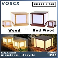 LH Wood & Red wood Pillar Light E27 Fitting Holder IP65