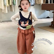 [Children Must-Have] Girls 90-150 Long-Sleeved T-Shirt+Casual Pants Korean Style Suit