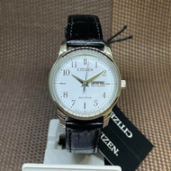 Citizen Eco-Drive EW3260-17A White Analog Black Leather Simple Ladies Watch