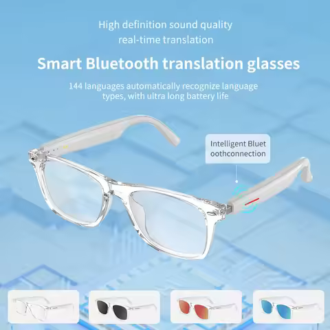 Smart AI Translation Glasses 100+ Languages Real-time Translation Bluetooth Sunglasses Earphones Voi