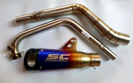 AWA คอท่อ GSX 150 GR/GN + ปลายท่อ SC Moto GP สีไทเท ขนาด 2 นิ้ว