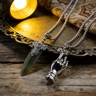Retro Sword Imitation Jade Sword Pendant Necklace Exquisite Small Sword Bergamot Nianhua Ethnic Styl
