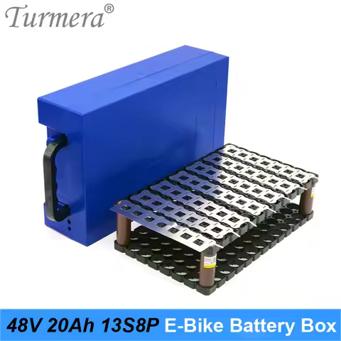 Turmera 48V 20Ah E-Bike Battery Storage Box with Handdle 13S8P 18650 Battery Holder Bracket 13S 15A 