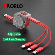 VAORLO 3 In 1 Charging Cable Retractable USB Charge 2.4A Fast Charging Portable Charger Cable