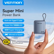 【CCC Certification】Vention 35w Super mini PowerBank 10000mAh CCC PowerBank Built In Cable PD 3C Supe