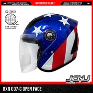 JCNJ Motorcycle Helmet RXR 007-C Open Face With ICC(BPS) Single Visor Transparent Lens USA Design