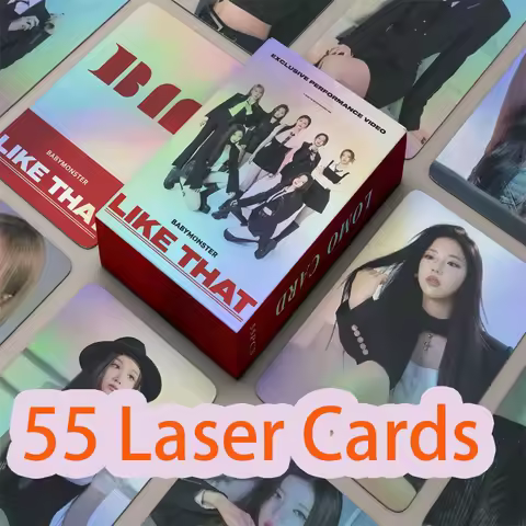 55pcs/set KPOP BABYMONSTER Laser Card Like That Album LOMOcard Baby Monster Little Monster Postcard 
