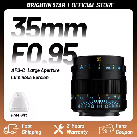 Brightin Star 35mm F0.95 Luminous Version APS-C Large Aperture Manual Focus Lens for Fuji X Sony E N