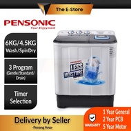 [Delivery By Seller] Pensonic (6KG) Semi Auto Washing Machine | PWS-6005X (Washer Mesin Basuh 洗衣机 ) 