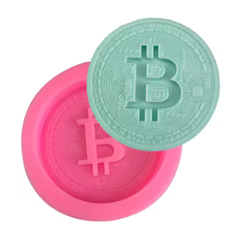 1/3pcs Bitcoin Chocolate Mold Silicone Easy Release Currency Logo Soap Candle Drip Mold Cake Baking 