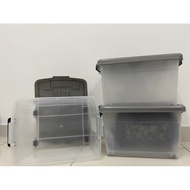 Transparent Plastic Storage Box 25L Big Capacity Stackable Storage Organizer With Wheels Multi Purpo