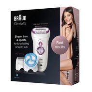 Braun Epilator Silk-epil 9, Epilator for Women for Long Lasting Hair Removal, 4 Extras, Pouch, Cooli