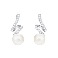 Swarovski Womens Gabriella Pearl Pierced Earrings Rhodium Plating/White One Size