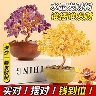 Natural Citrine Fortune Tree Ornaments New Home Miniature Cornucopia Purple Qi Donglai Home Living R