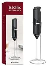 Forest Signature - Eletric Milk Frother Handheld with Stainless Steel Stand Battery Powered Foam Maker, Whisk Drink Mixer Mini Blender For Coffee, Frappe, Latte, Matcha, Hot Chocolate