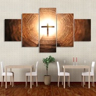 Decor Pictures Frame Wall Art Kitchen Restaurant 5 Pieces Glowing Jesus Crosses Living Room HD Print