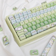Green Rabbit Keycaps FOA Profile 133/141 Keys PBT Dye Sublimation Creative Cartoon Cute Bunny Green 