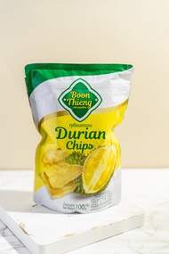 ทุเรียนกรอบ Durian Chip  ตราบุญเที่ยง คัดสรรทุเรียนหมอนทองแก่จัด ทอดกรอบ อบให้แห้ง ไร้น้ำมัน อร่อย สะอาด ขนาด 100 g.