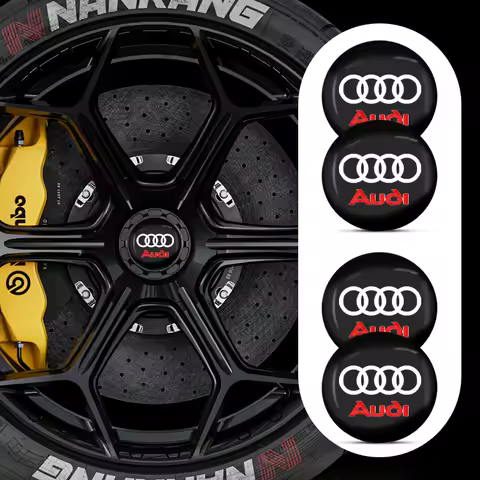 4x 56mm Auto Hub Center Caps Sticker Decal Rim Logo for Audi R8 TT A3 A4 A4L A5 Q7 A8L Q8 S4 S5 S6 S