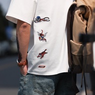 Casual Loose Fitting T-shirt with Flying Tiger Embroidery 220g