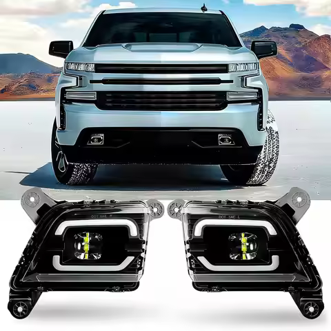 LED Fog Lights for Chevrolet Silverado 1500 2500HD 3500HD 2019 2020 2021 2022 2023 DRL Light Turn Si