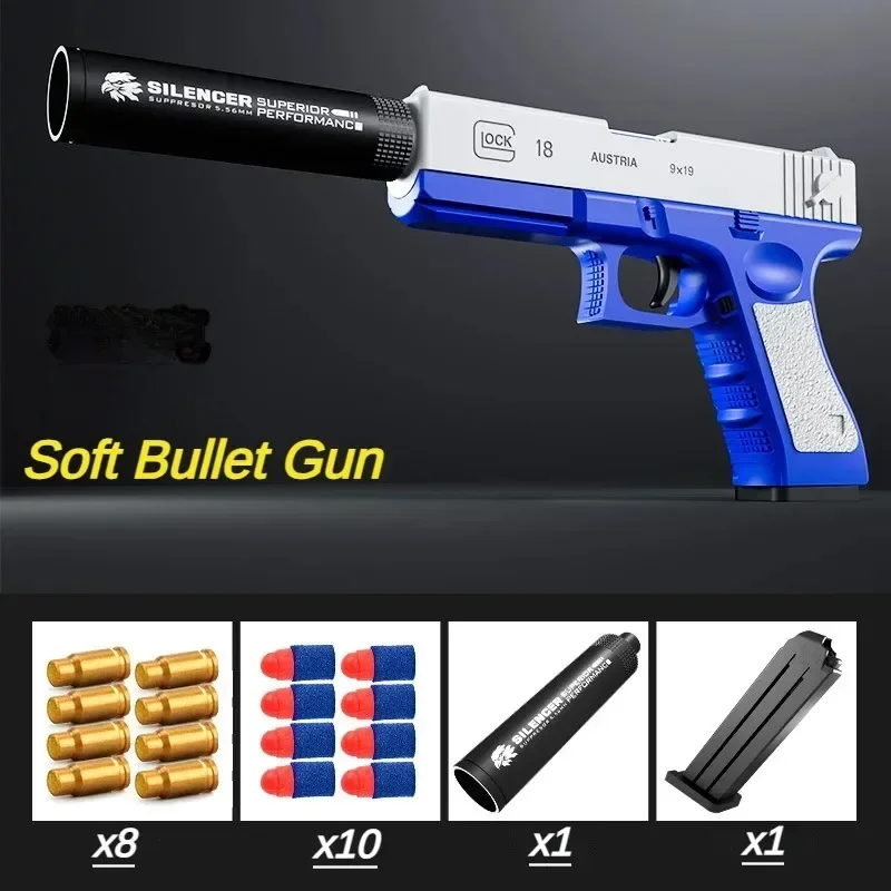 Toy Pistol Soft Bullet Toy Guns M1911 Shell Ejected Foam Darts Blaster Manual Airsoft Weapon with Si