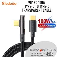 Mcdodo 90° Type-C to Type-C 100W Transparent Fast Charging Cable Charger 90 Degree CA-340