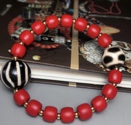 ⭕️喜馬拉雅琉璃柿子紅雪巴配西亞天珠手鍊