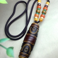 Ambergris Dzi bead sweater chain Nine-eyed Dzi beads Eight-e Ambergris Dzi beads sweater chain Nine-