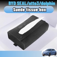 Byd seal/atto3/dolphin/atto 2/seal 6 alcantara suede Car Tissue Box Hanging Tissue Bag Accessories