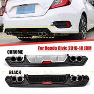 Civic Fc 2016-2021 Rear Bumper Bonnet Diffuser + Reflector Free 4 Exhaust Kit Tip Spoiler Canard Lip