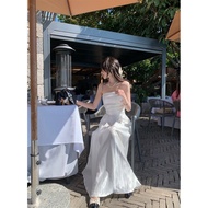 [Ready Stock Fast Shipping🔜] Fairy Style Forcing/Glossy Flat Mouth Extravagant One-Piece Dress Weddi