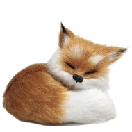 Mini Simulation Fox Figurine Ornaments, Faux Fur Fox Plush Figures for Home Office Desktop Car Decor