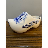 Holland Holland Blue White Ceramic Wooden Shoes Shape Flower Ware/Storage Box Windmill Delft Style U
