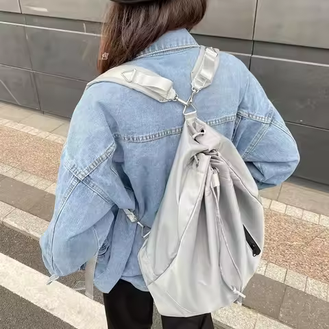 Korean style Drawstring Women Backpack Waterproof nylon School bags Teenage Girls Backpacks for fema