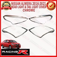 Almera 2016 to 2020 Head Light and Tail Light Cover Chrome Garnish ( taillight tlc / headlight hlc )