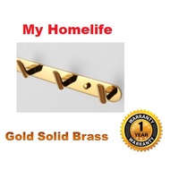 Gold Robe Hook IT-Q1309-3-G Solid Brass / Sorento / Bareno / Mocha / Itto / Felice