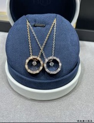 【水貝珠寶級】香家coco crush菱格紋圓環鑲鑽項鍊菱格