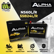 Installation Provided ALPHA NS60 NS60L NS60R 55B24L 55B24R Car Battery Bateri Kereta Toyota Vios CRV