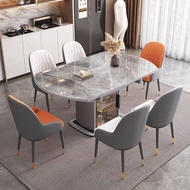 家用折疊餐桌 實木岩板餐桌餐枱 餐桌椅 可伸縮 抽拉圓桌dining table