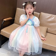 ชุดเด็กหญิงชุดเสื้อผ้าเด็กฤดูร้อน2022หอยจีนใหม่เสื้อผ้าโบราณกระโปรงเสื้อผ้าเด็กจีนสไตล์จีน