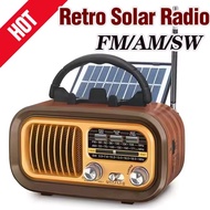 Retro Vintage Radio Bluetooth, Portable Radio AM FM Transistor Solar/Battery Operated Radio/Recharge