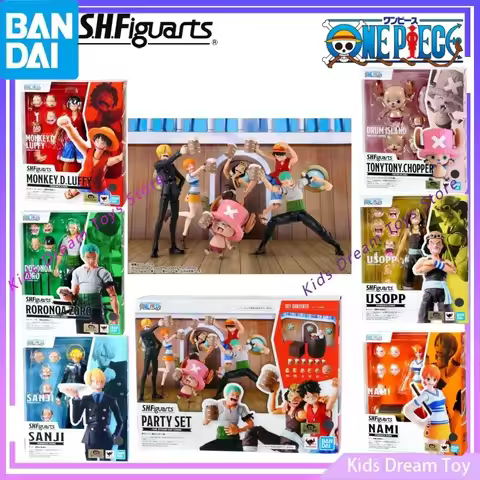 Bandai in Stock Original S.H.Figuarts ONEPIECE Anime PARTY SET -THE STRAW HAT CREW- Action Figures T