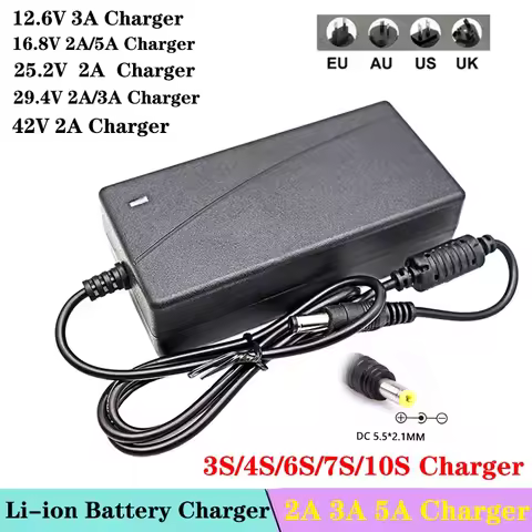 100-240V AC to DC Power Adapter Supply Charger adapter 12V 12.6V 16.8V 25.2V 29.4V 42V 2A 3A 5A DC5.