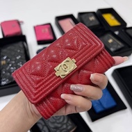 chanel香奈兒 紅 荔枝金羊皮 零錢包 信用卡夾 卡夾 卡包 短夾