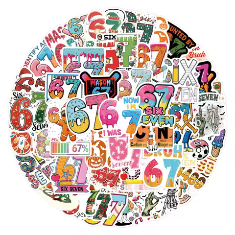 100Pcs Funny Six Seven Stickers Doot Doot (6 7) Stickers DIY Decorative Stationery Cups Computer Wat