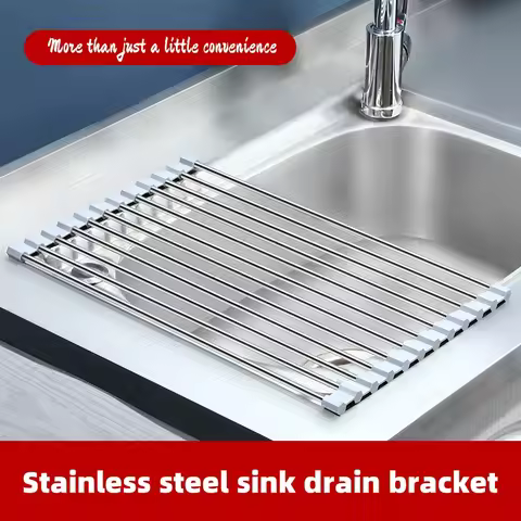 Stainless steel sink drain rack foldable kitchen sink drain rack filter rack control rack pot mat